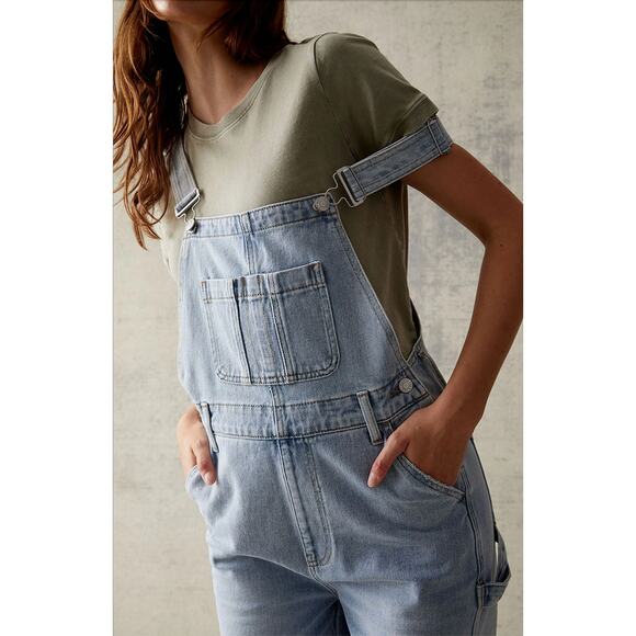 PacSun Light Blue Denim Overalls Wide Leg Baggy Fit 100% Cotton, Size Medium - Picture 5 of 16